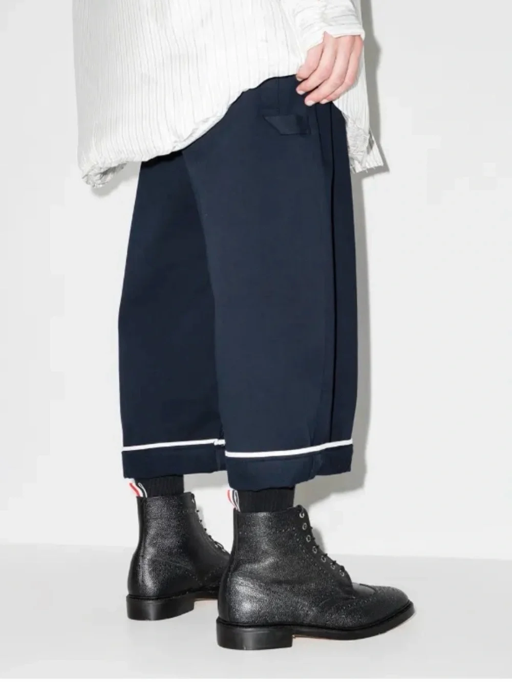 Thom Browne Men's Black Leather Lace-Up Brogue Boot